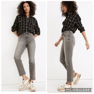 Madewell Slim Fit Straight Leg Demi Boot Cut Cropped High Waist Jeans Size 27